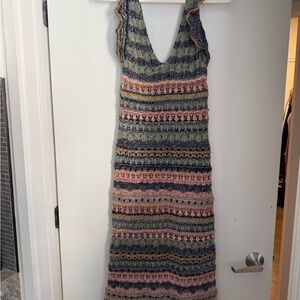 Zara Multicolor Striped Knit Midi Dress